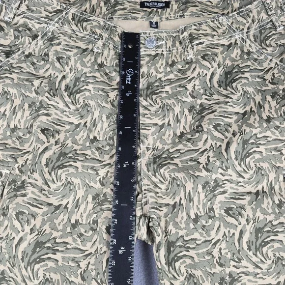 True Religion Cargo Pants Mens 38x32 Green Abstract Camo Straight Leg Utility - Picture 7 of 12